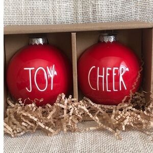 Rae Dunn Red JOY CHEER Ornaments